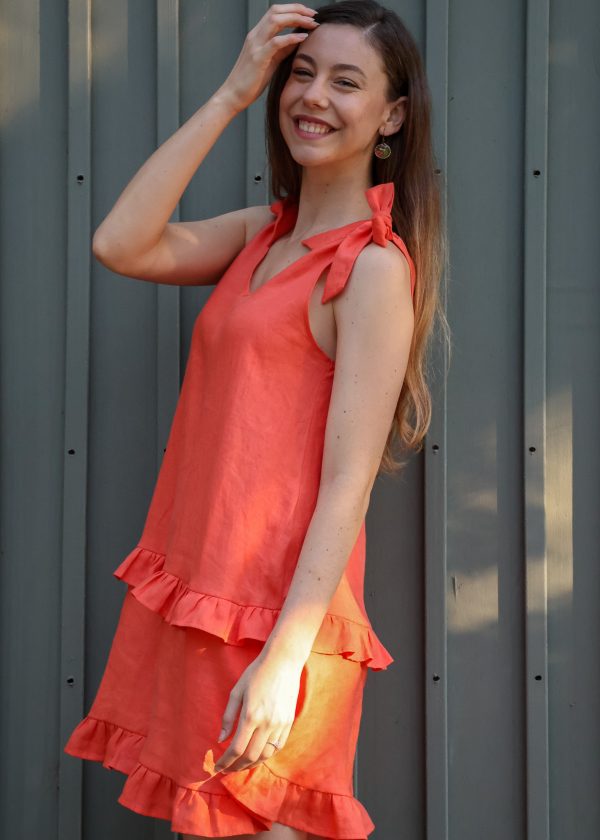 Tangerine Ruffle Dress